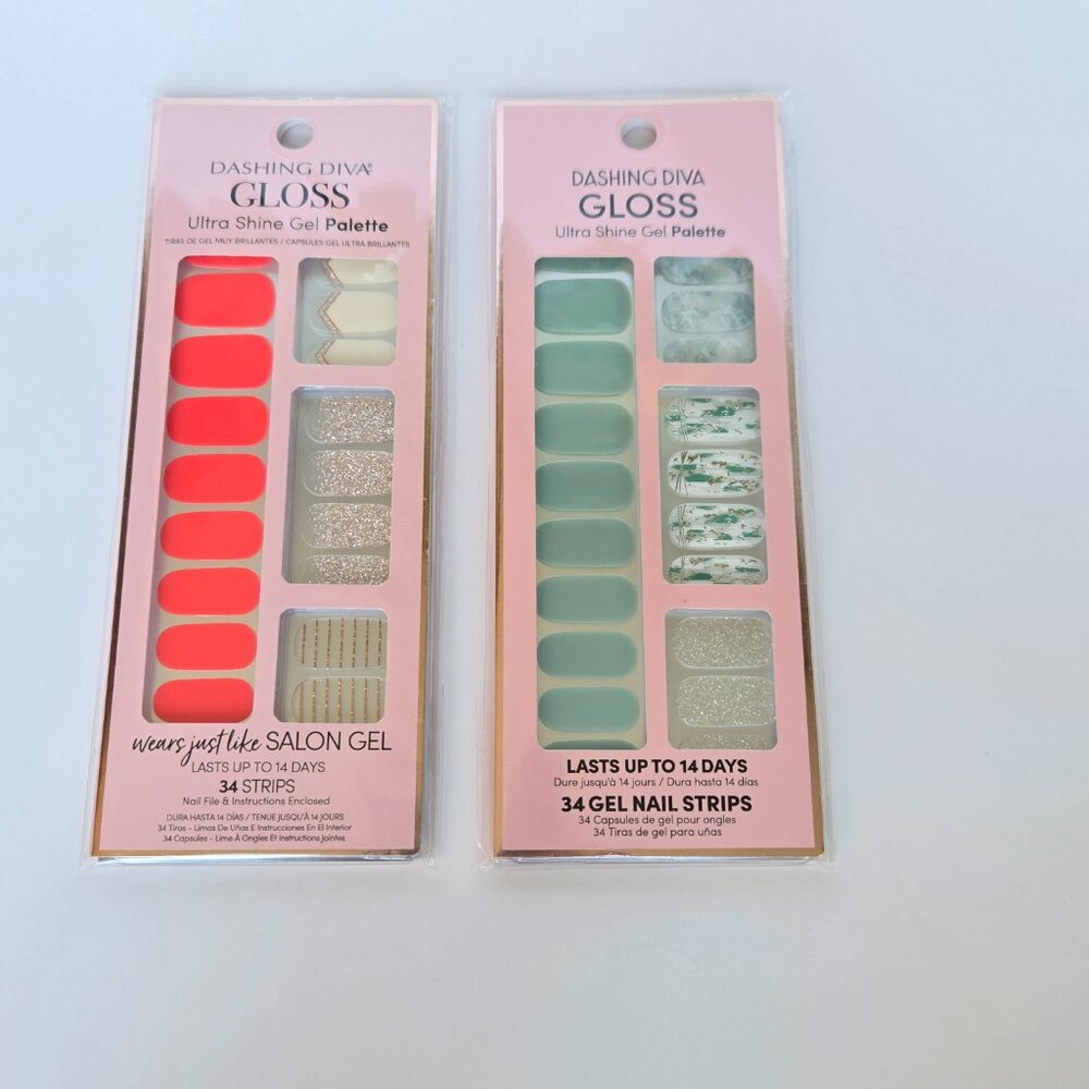 NEW Sealed Dashing Diva Gloss Nail Gel Strips Set of 2
